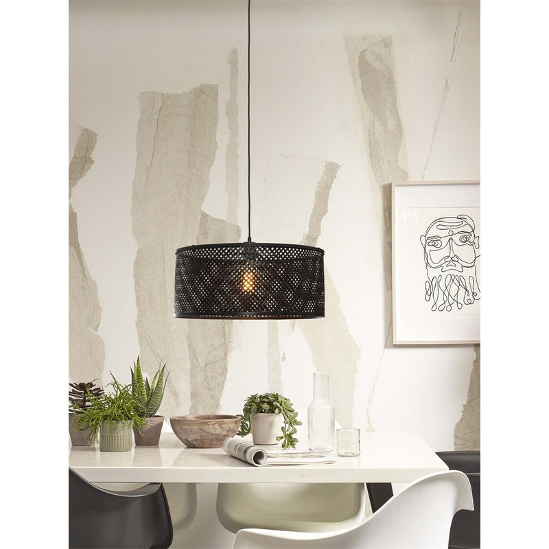 Dimensions Java Hängelampe Bambus schwarz 50 cm E27