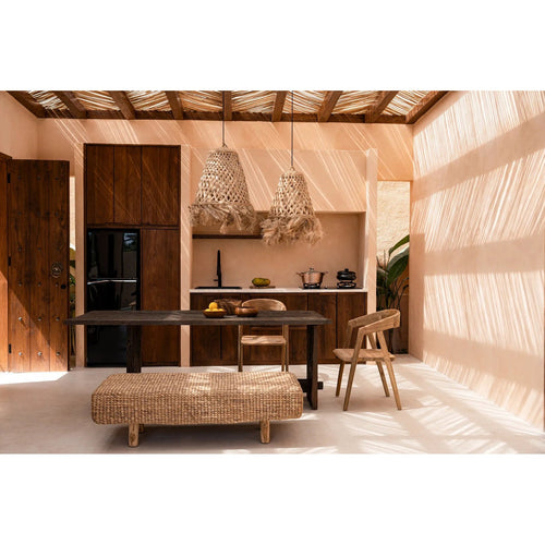 Abat-jour de suspension Jelly Fish en abaca naturel 43 cm en situation