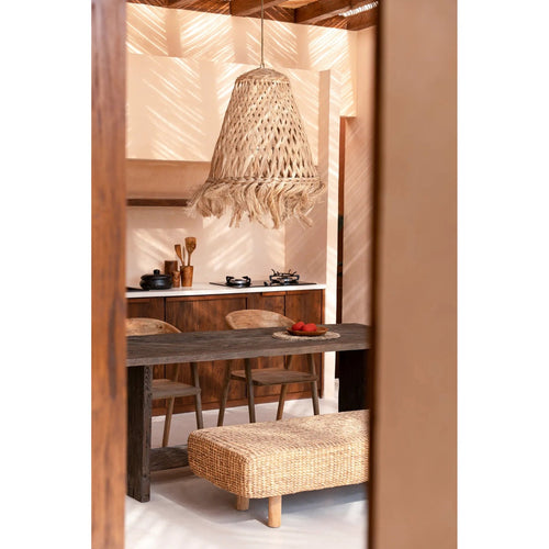 Abat-jour de suspension Jelly Fish en abaca naturel 63 cm en situation