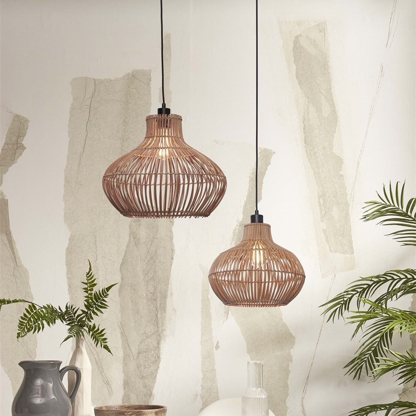 Suspension Kalahari rotin naturel 32 cm E27, vue 3