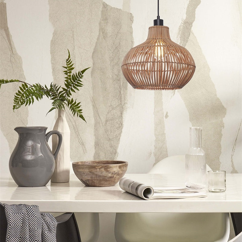 Dimensions Suspension Kalahari rotin naturel 32 cm E27