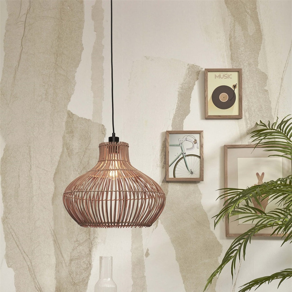 Suspension Kalahari rotin naturel 42 cm E27, vue 4