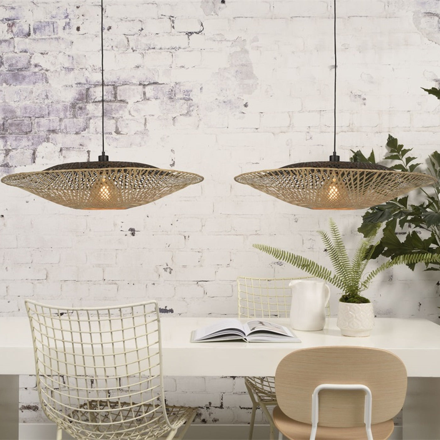 Suspension Kalimantan bambou naturel 87 cm E27, vue 2
