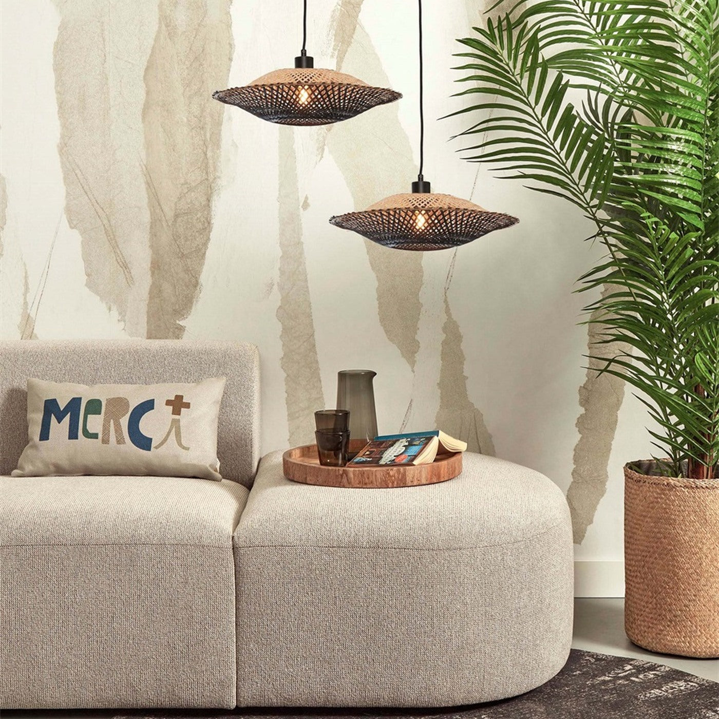 Suspension Kalimantan bambou noir 44 cm E27, vue 6