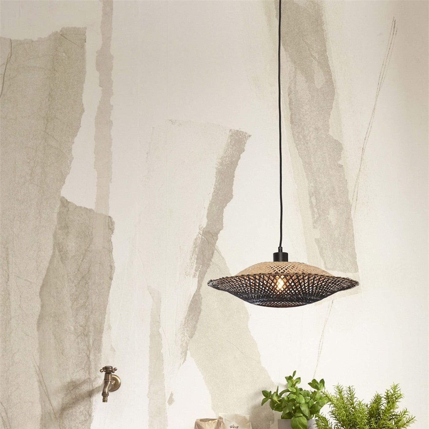 Suspension Kalimantan bambou noir 44 cm E27, vue 8