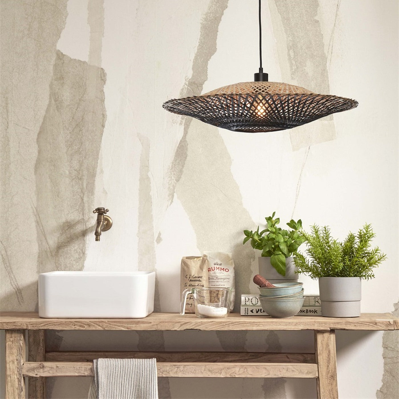 Suspension Kalimantan bambou noir 60 cm E27, vue 8