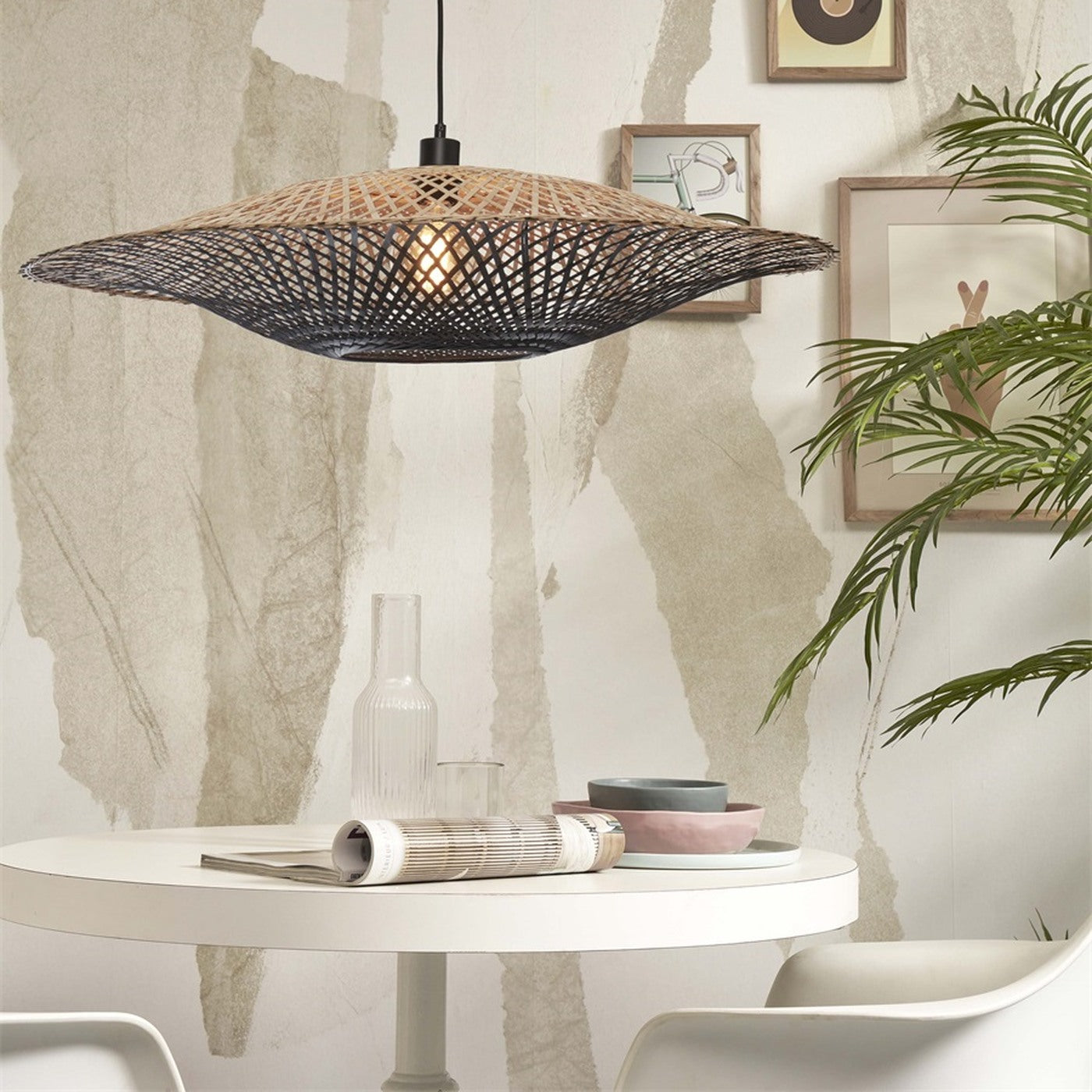 Suspension Kalimantan bambou noir 87 cm E27, vue 5