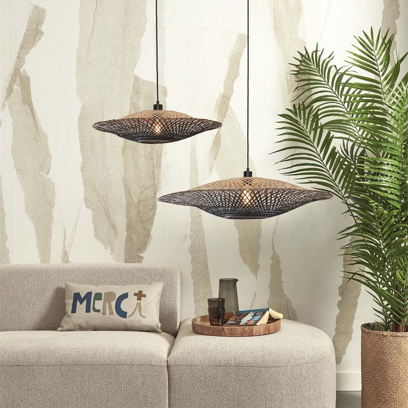Suspension Kalimantan bambou noir 87 cm E27, vue 6