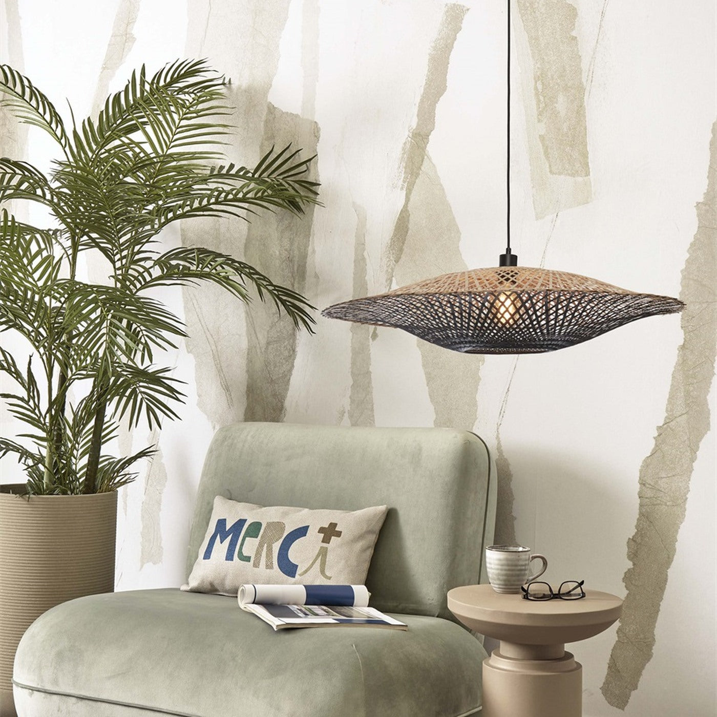 Suspension Kalimantan bambou noir 87 cm E27, vue 7