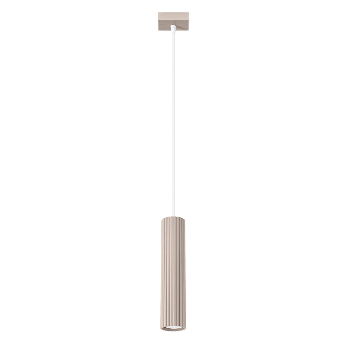 Suspension Karbon laque taupe tube cannelé suspendu à son câble