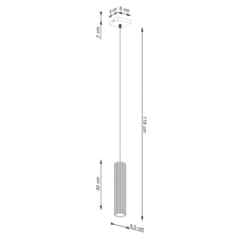 Dimensions Pendelleuchte Karbon 1 Tube weiß GU10