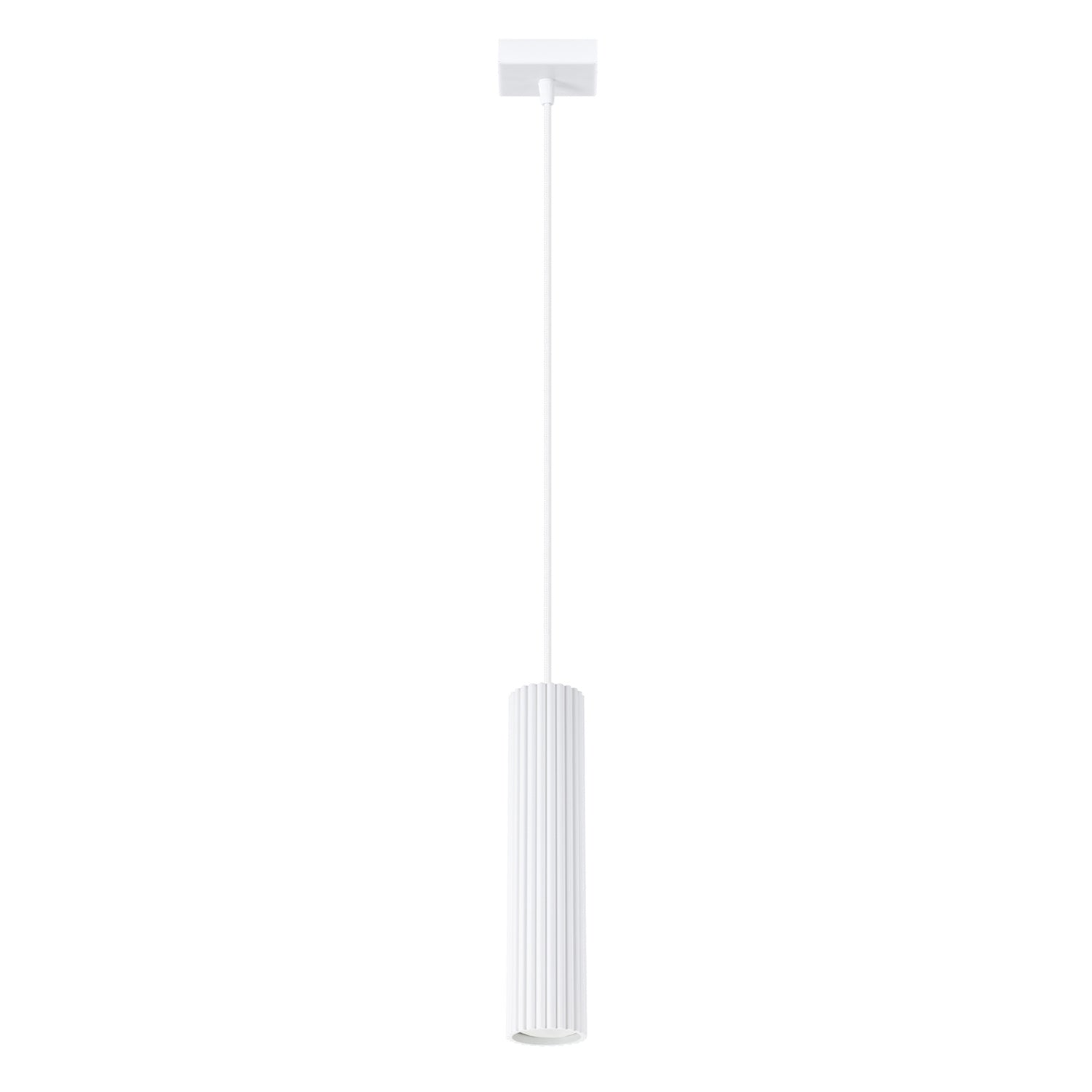Suspension Karbon 1 tube blanc, tube cannelé suspendu à son câble