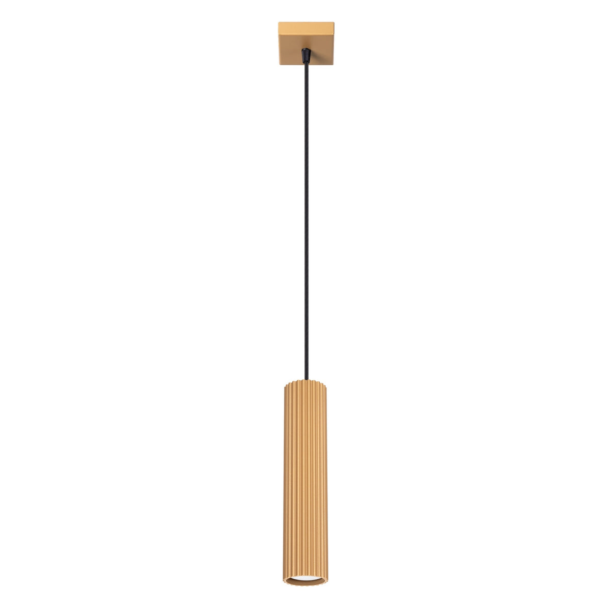 Suspension Karbon 1 tube doré, tube cannelé suspendu à son câble