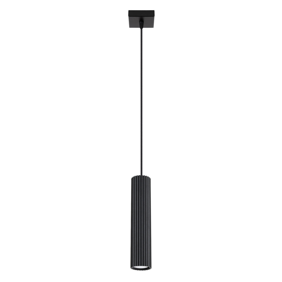 Suspension Karbon 1 tube noir, tube cannelé suspendu à son câble
