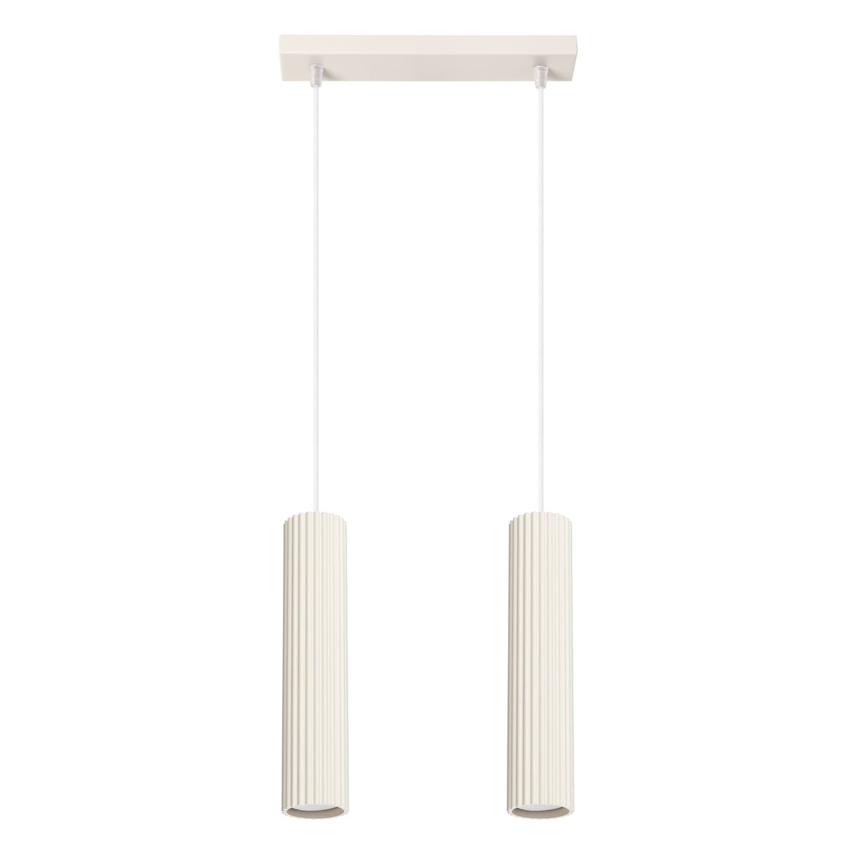 Suspension Karbon 2 tubes barre beige, deux tubes cannelés sous leur barre