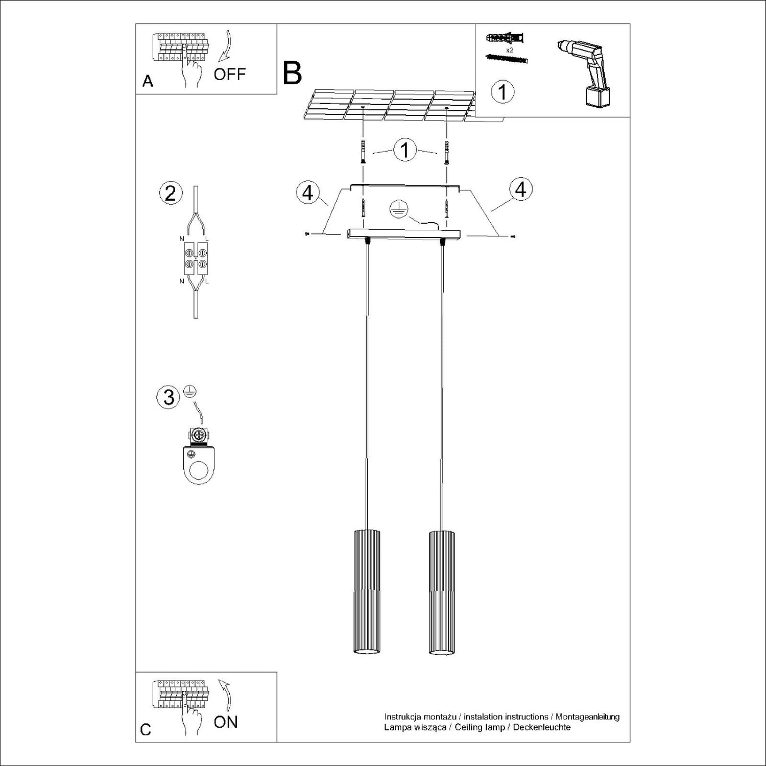 Schéma de montage du suspension Karbon 2 tubes barre blanc
