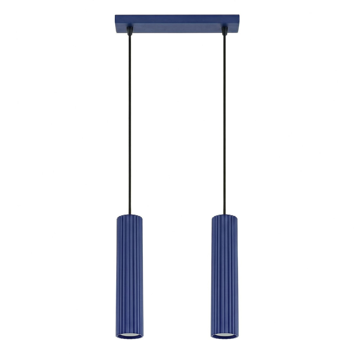 Suspension Karbon 2 tubes barre bleu outremer, deux tubes cannelés sous leur barre