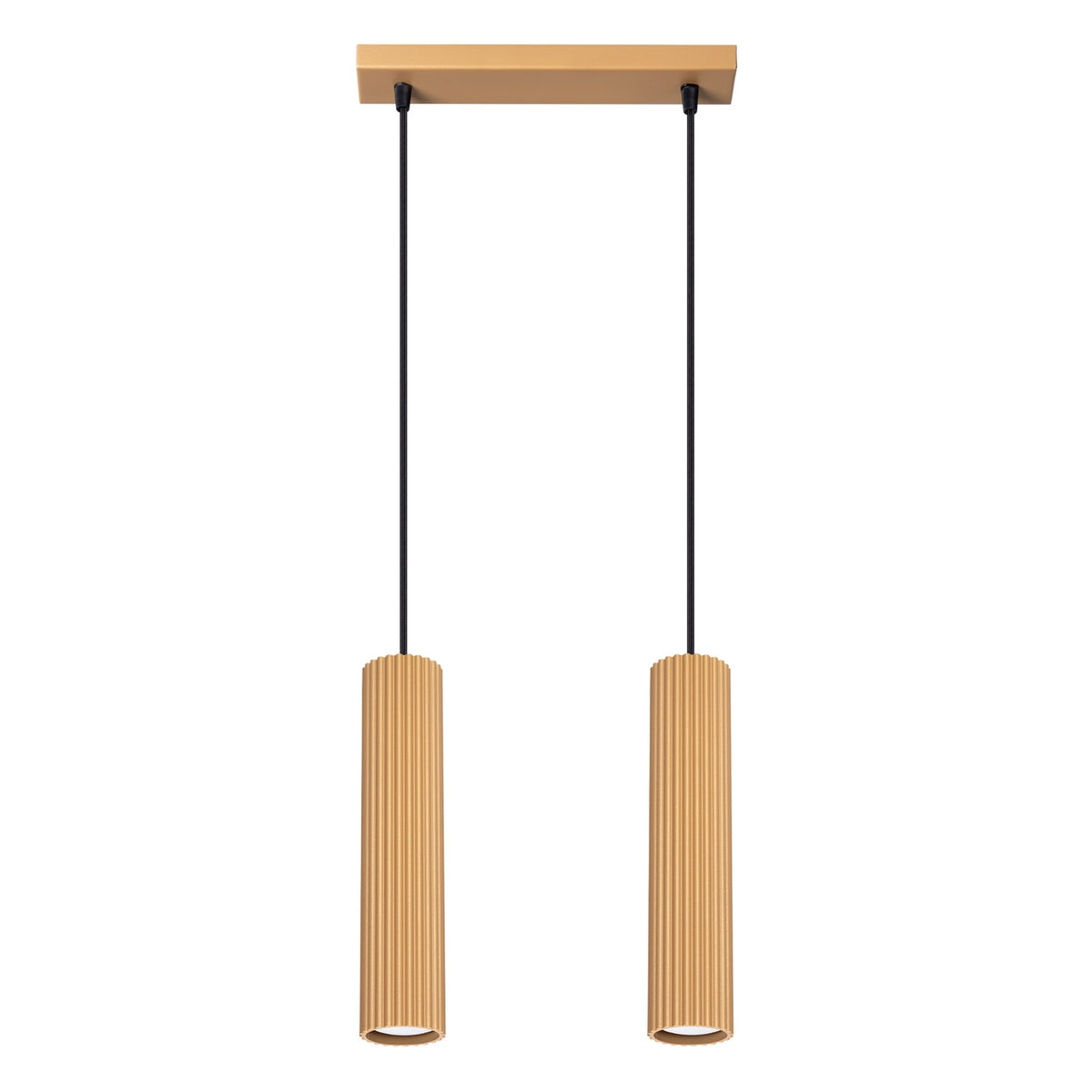 Suspension Karbon 2 tubes barre doré, deux tubes cannelés sous leur barre