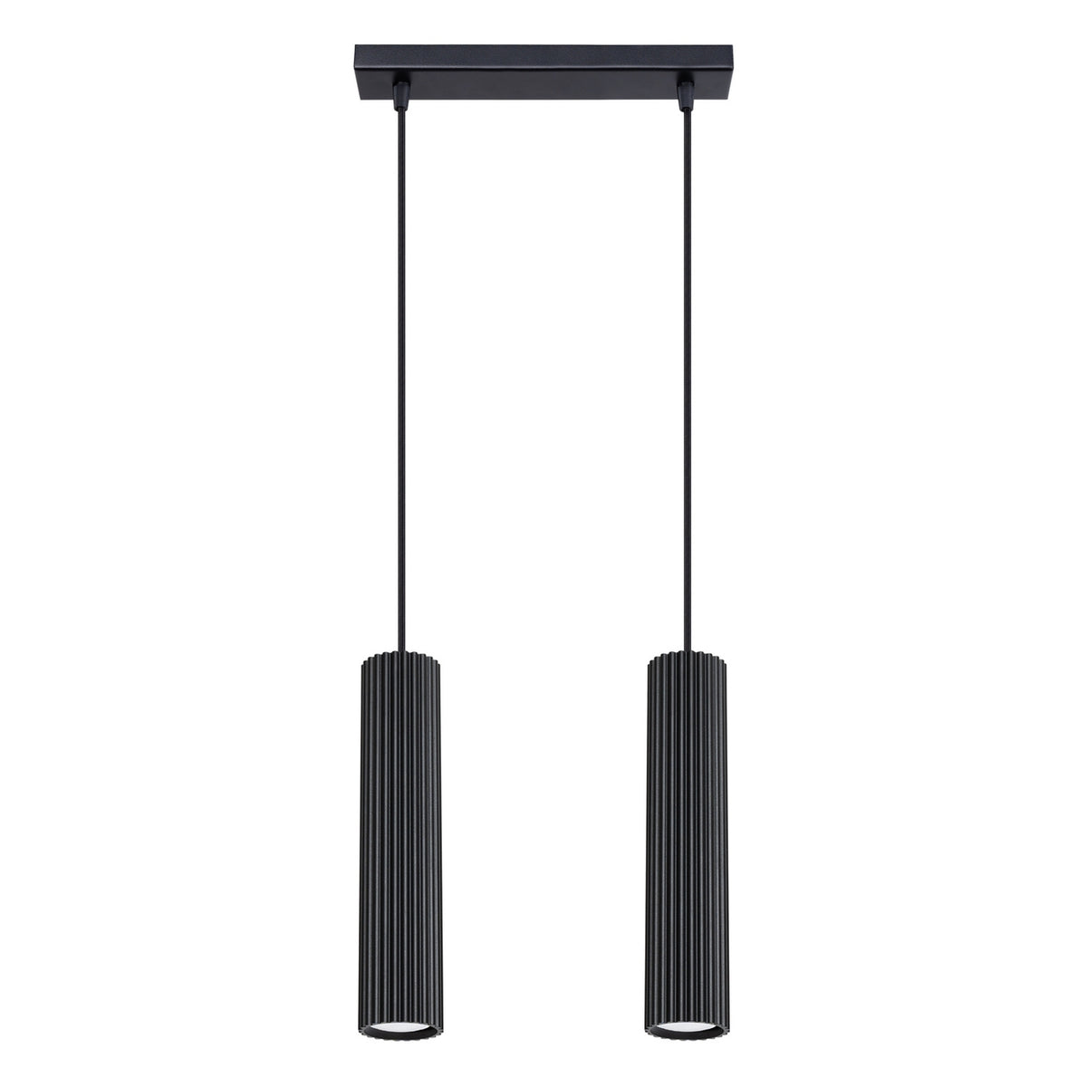 Suspension Karbon 2 tubes barre noir, deux tubes cannelés sous leur barre