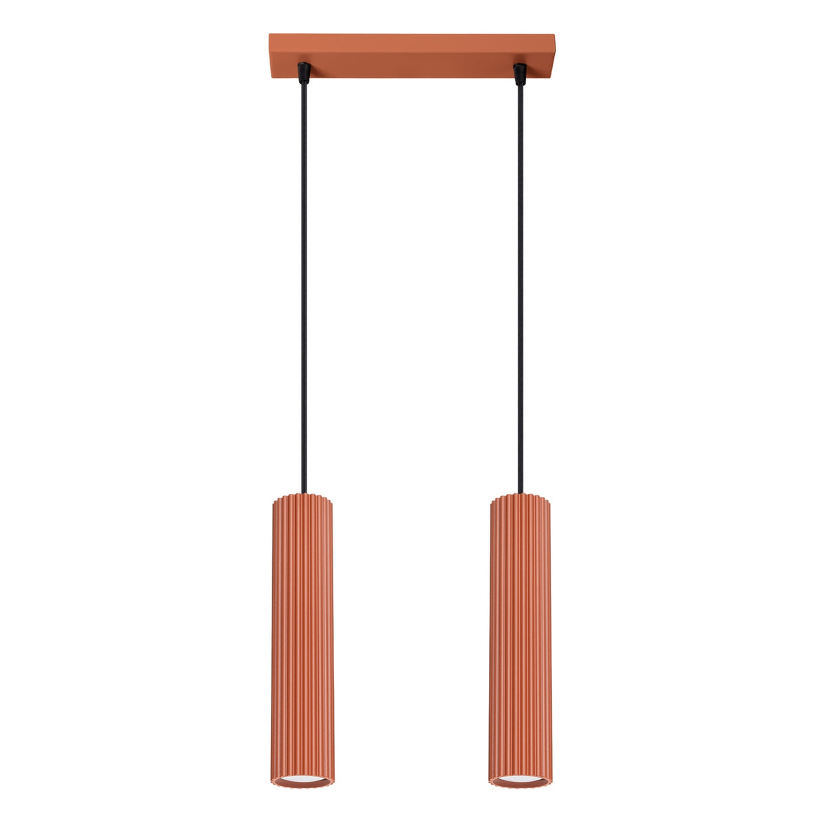 Suspension Karbon 2 tubes barre ocre rouge, deux tubes cannelés sous leur barre