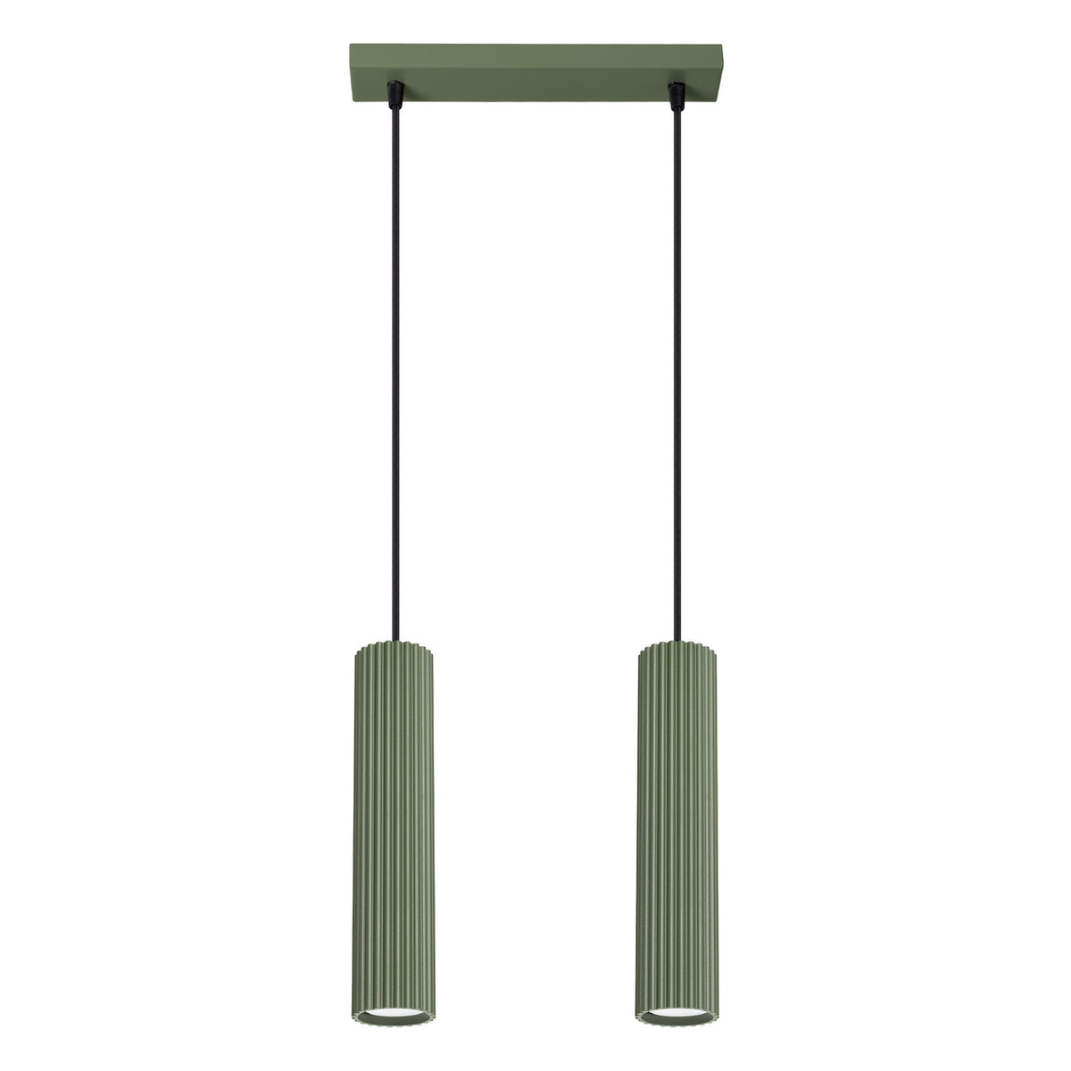 Suspension Karbon 2 tubes barre vert olive, deux tubes cannelés sous leur barre