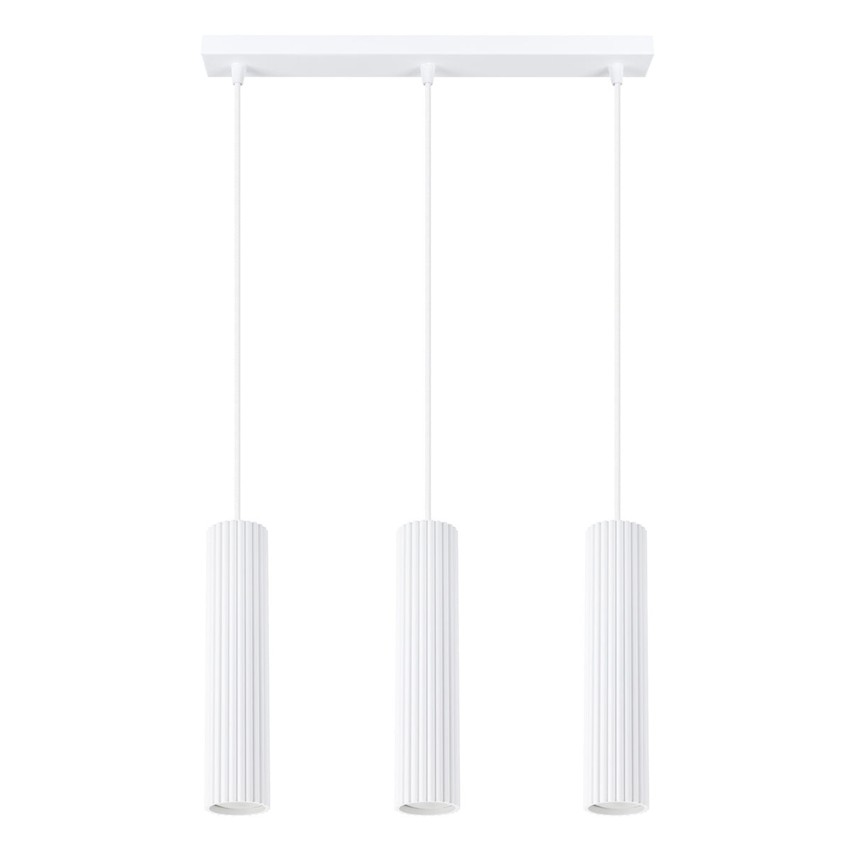 Suspension Karbon 3 tubes barre blanc, trois tubes cannelés sous leur barre