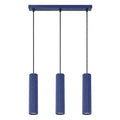 Suspension Karbon 3 tubes barre bleu outremer, trois tubes cannelés sous leur barre