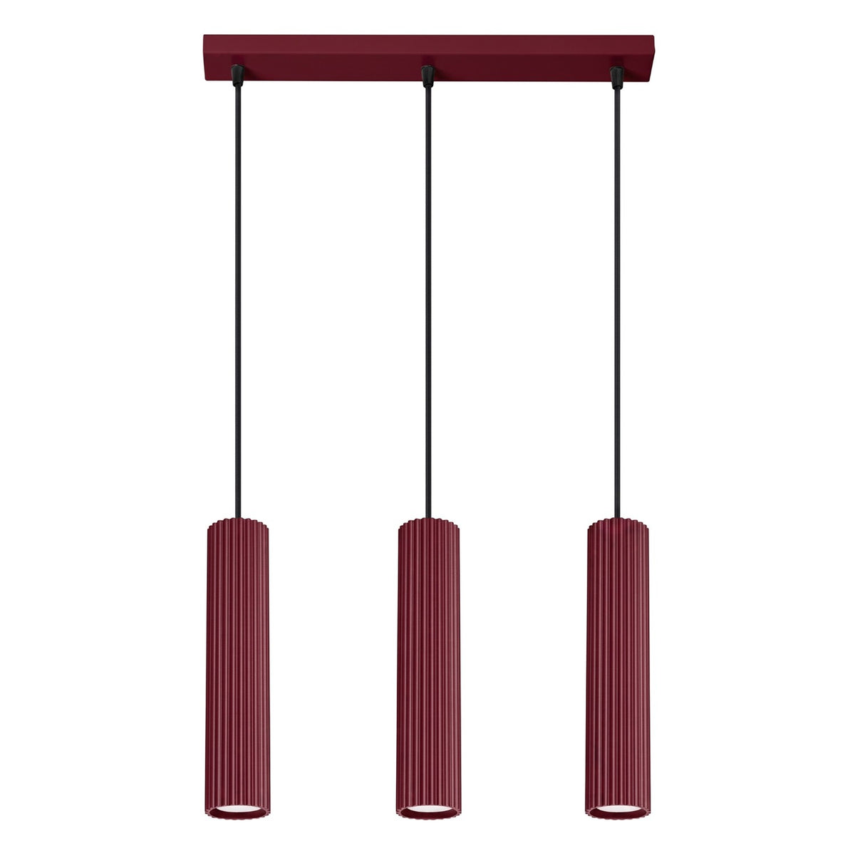 Suspension Karbon 3 tubes barre bordeaux, trois tubes cannelés sous leur barre