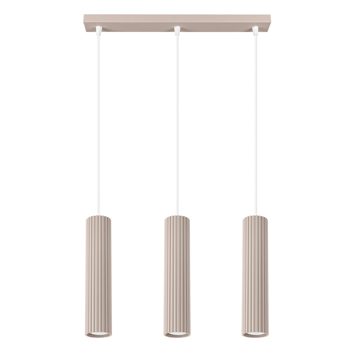 Suspension Karbon 3 tubes barre taupe, trois tubes cannelés sous leur barre