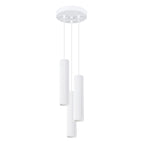 Suspension Karbon 3 tubes grappe blanc, trois tubes cannelés groupés sous leur rosace
