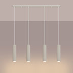 Suspension Karbon 4 tubes barre beige allumée, quatre faisceaux verticaux
