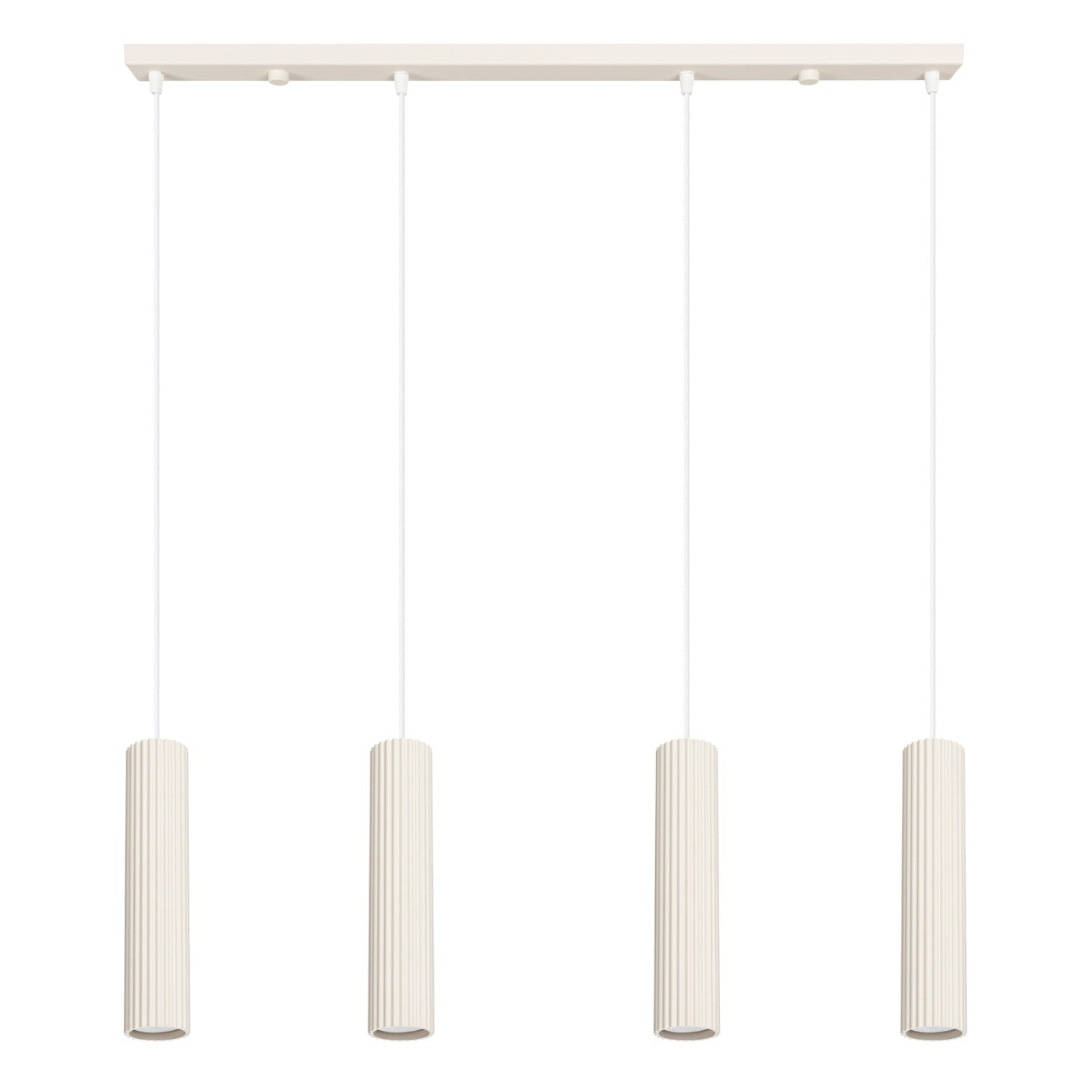 Suspension Karbon 4 tubes barre beige, quatre tubes cannelés sous leur barre