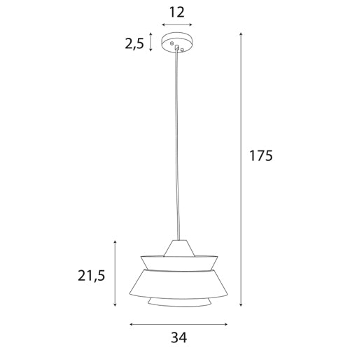 Dimensions Suspension Kioto bois bicolore E27