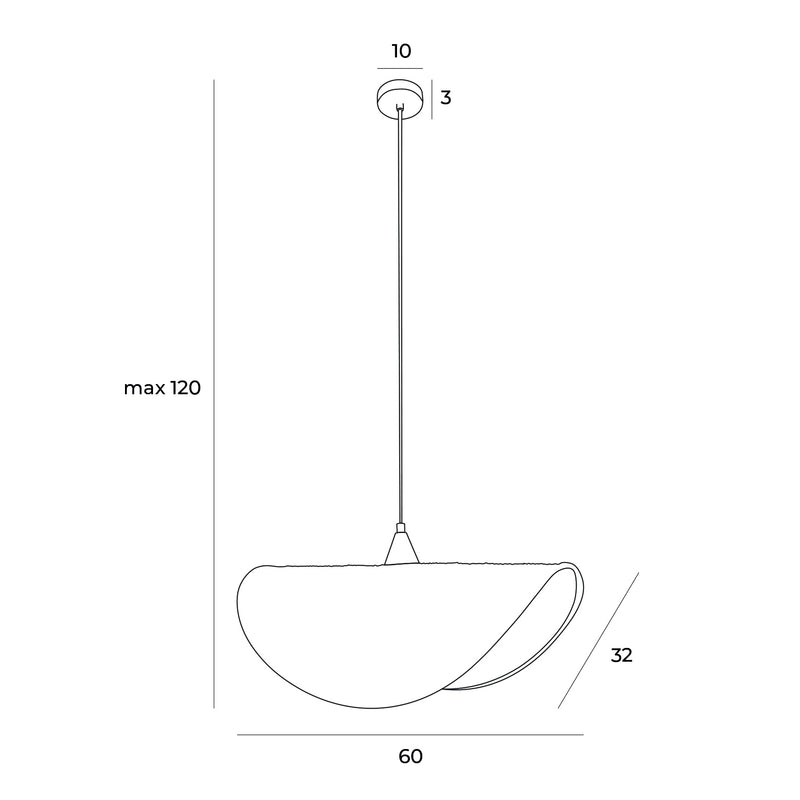 Dimensions Suspension Koshi I rotin naturel E27