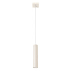 Suspension Lagos 1 lumière métal beige GU10, tube cylindrique en acier laqué
