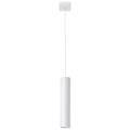 Suspension Lagos tube en métal blanc, câble et rosace carrée blanche