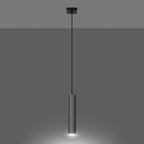 Suspension Lagos 1 lumière métal chromé GU10 allumée, faisceau GU10 dirigé vers le bas