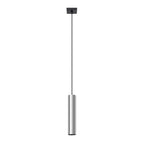 Suspension Lagos 1 lumière métal chromé GU10, tube cylindrique en acier chromé brillant, faisceau GU10 vers le bas