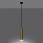 Suspension Lagos 1 lumière métal doré poli GU10 allumée, faisceau GU10 dirigé vers le bas