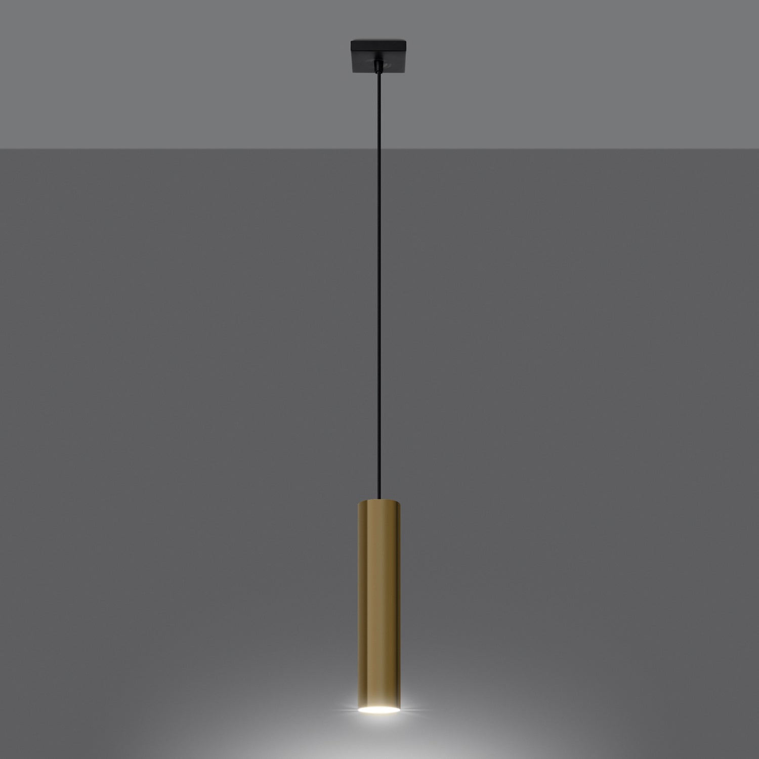 Suspension Lagos 1 lumière métal doré poli GU10 allumée, faisceau GU10 dirigé vers le bas