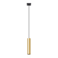 Suspension Lagos 1 lumière métal doré poli GU10, tube cylindrique en acier poli doré brillant, faisceau GU10 vers le bas
