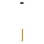 Suspension Lagos 1 lumière métal doré poli GU10, tube cylindrique en acier poli doré brillant, faisceau GU10 vers le bas