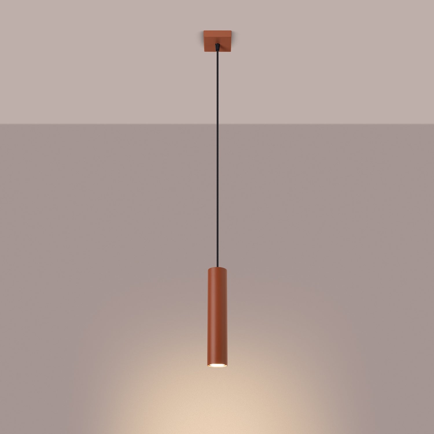 Suspension Lagos 1 lumière métal rouge ocre GU10 allumé