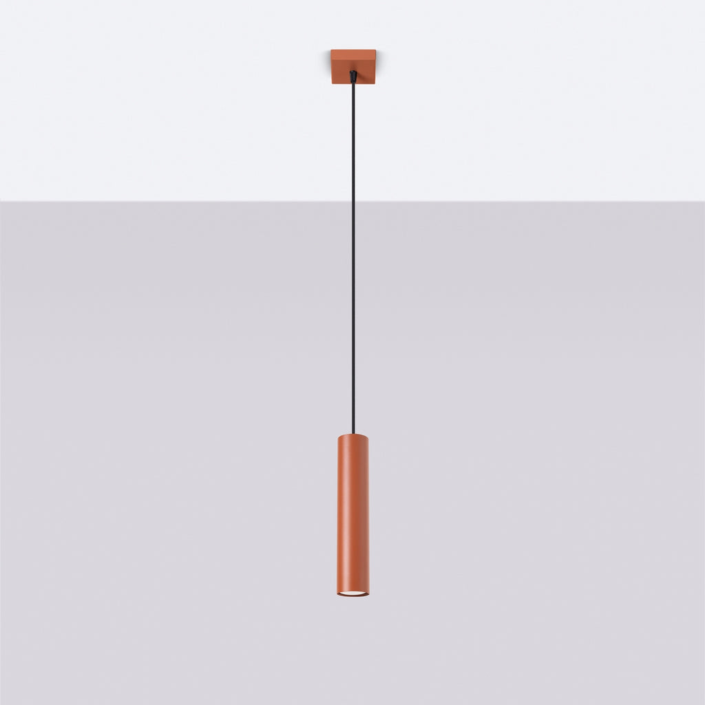 Suspension Lagos 1 lumière métal rouge ocre GU10 de profil