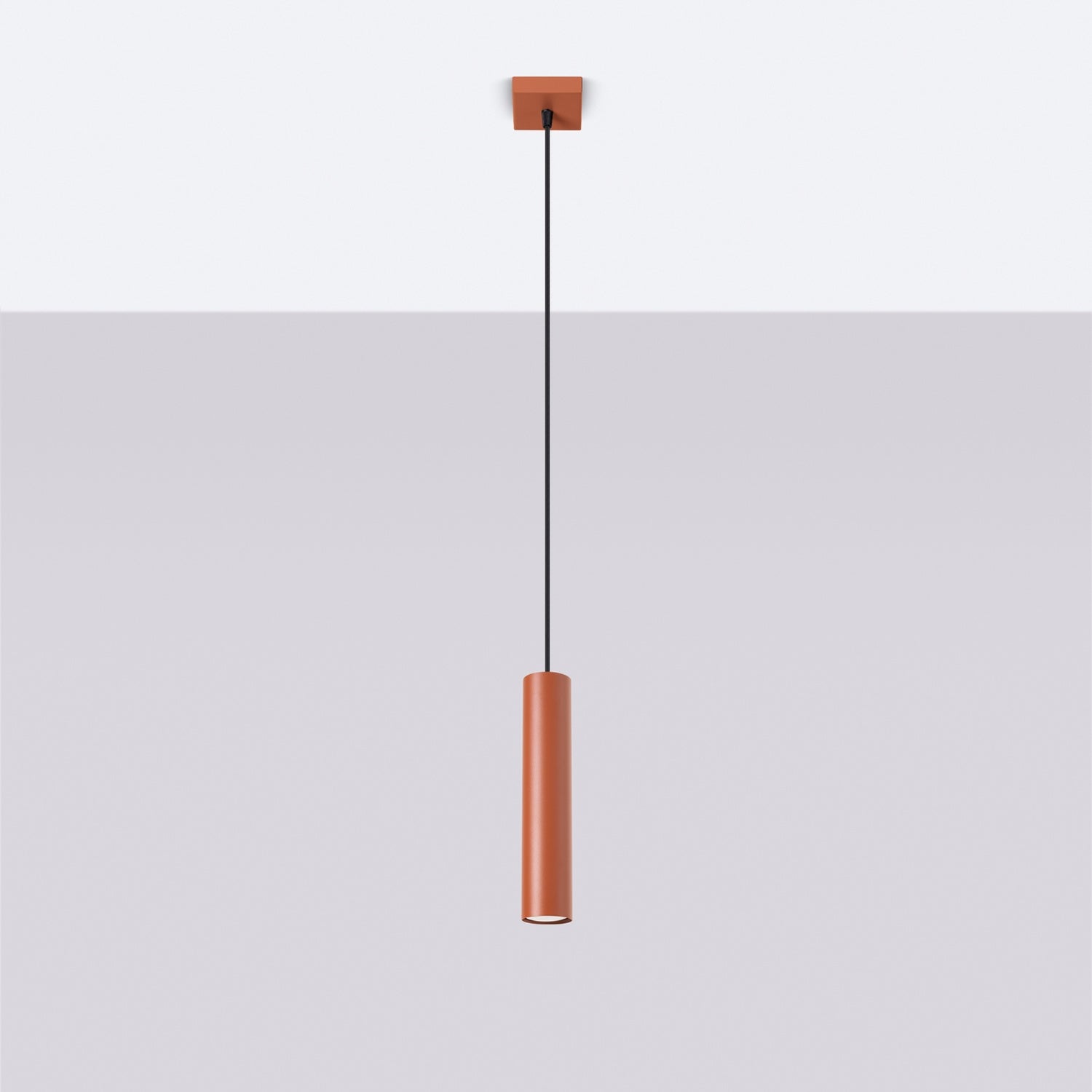 Suspension Lagos 1 lumière métal rouge ocre GU10 de profil