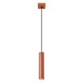 Suspension Lagos 1 lumière métal rouge ocre GU10, tube cylindrique en acier laqué