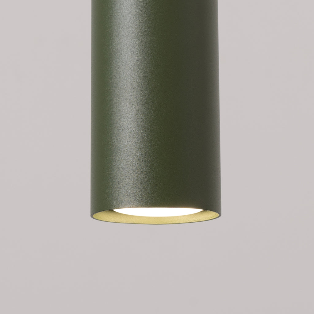 Suspension Lagos 1 lumière métal vert olive GU10, détail de la structure