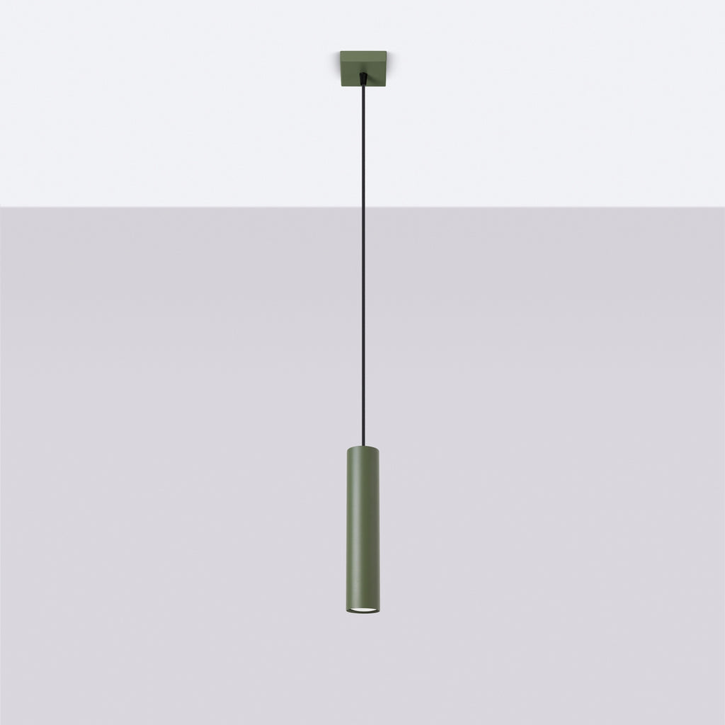 Suspension Lagos 1 lumière métal vert olive GU10 de profil