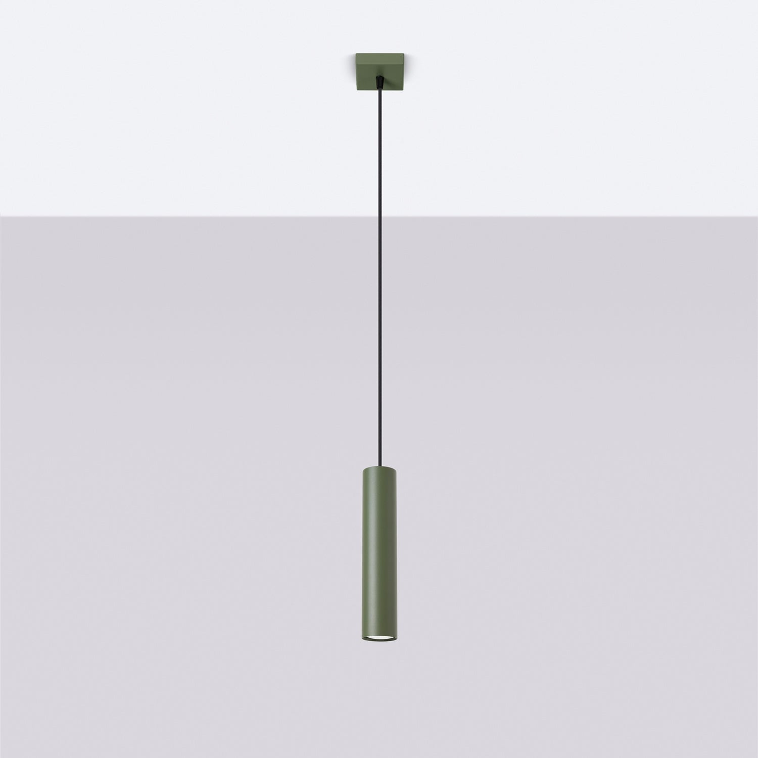 Suspension Lagos 1 lumière métal vert olive GU10 de profil