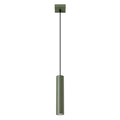 Suspension Lagos 1 lumière métal vert olive GU10, tube cylindrique en acier laqué